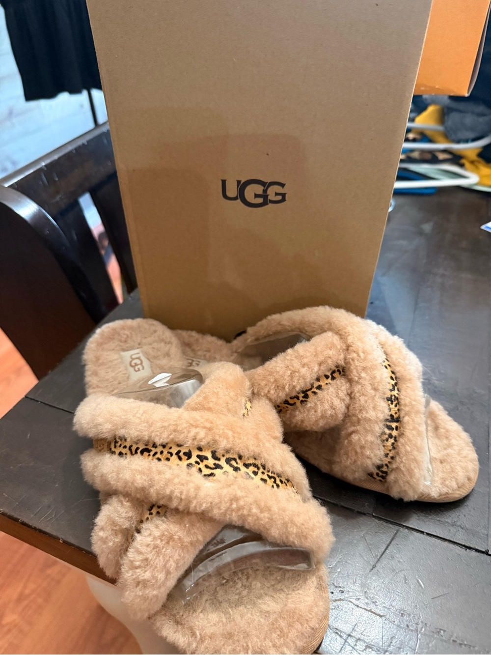 UGG Chestnut Shearling Speckle Slide Sandals